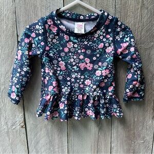 Toddler Girls Ruffle Butts Brand Moonlight Meadow Peplum Rash Guard Size 12-18 M